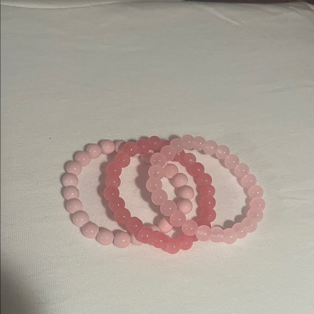 Elegant Pink Beaded Bracelet Set